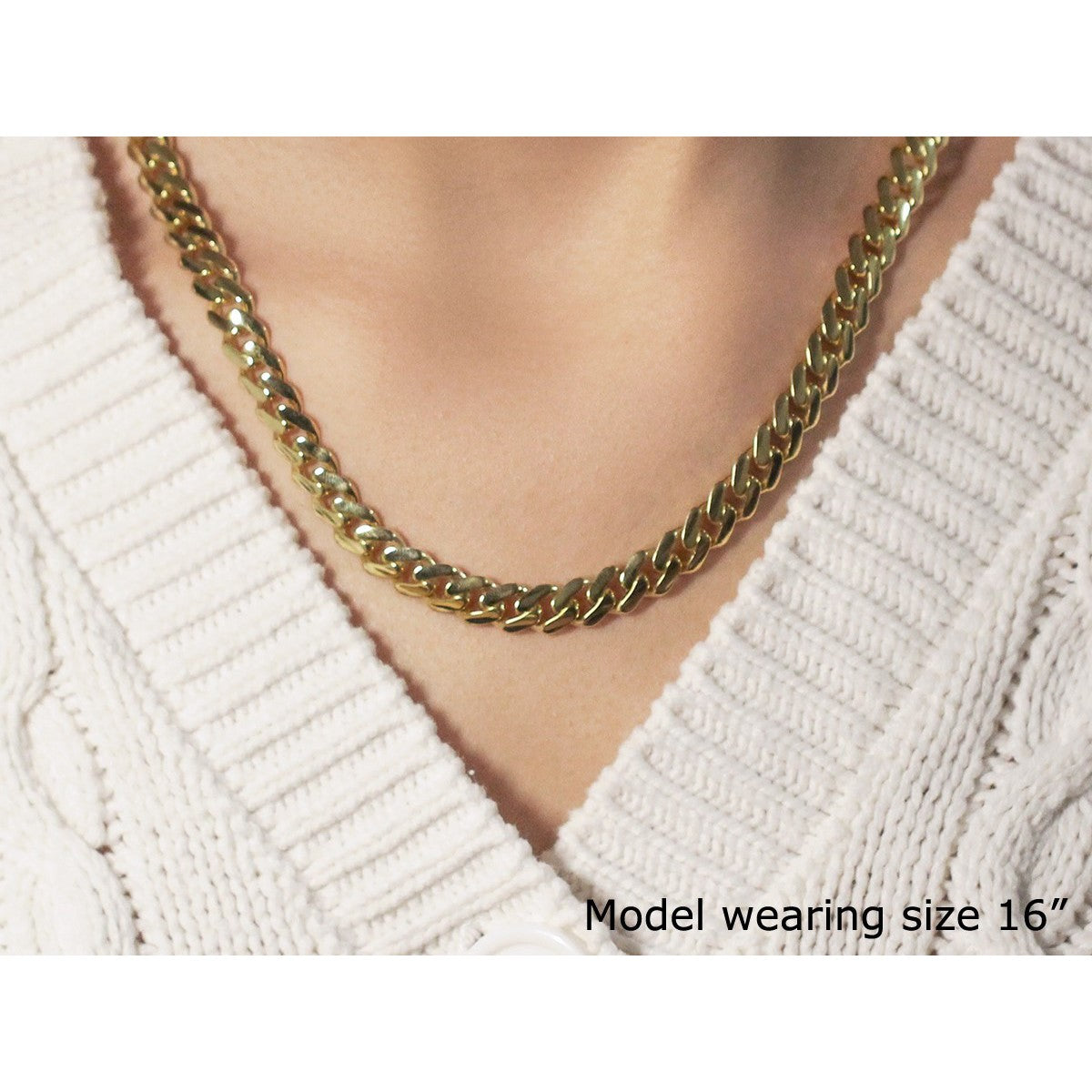 14k Yellow Gold Polished Miami Cuban Chain Necklace