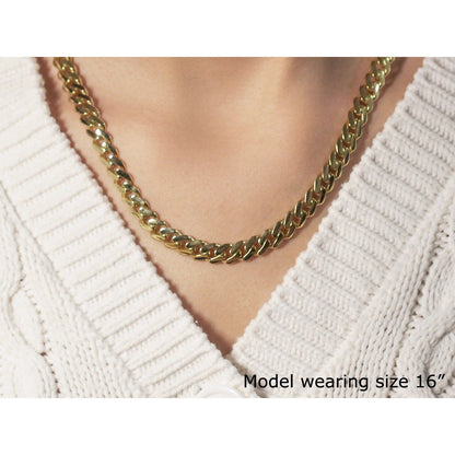 14k Yellow Gold Polished Miami Cuban Chain Necklace
