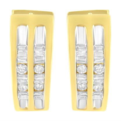 10K Yellow Gold 1/2 cttw Diamond Huggy Heart Hoop Earrings (I-J Clarity, I2-I3 Color)