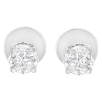 14K White Gold 1/2 Cttw Pie-Cut Diamond Solitaire Stud Earrings (H-I Color, SI1-SI2 Clarity)