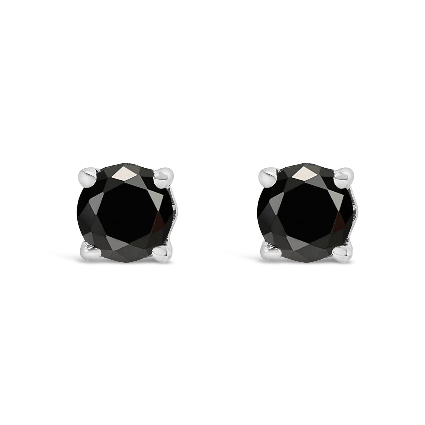 .925 Sterling Silver 1/2 Cttw Black Diamond Solitaire Stud Earrings