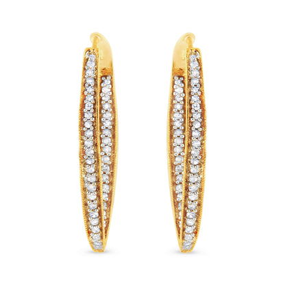 10K Yellow Gold 1/2 Cttw Round-Cut Diamond Modern Hoop Earrings (I-J Color, I2-I3 Clarity)