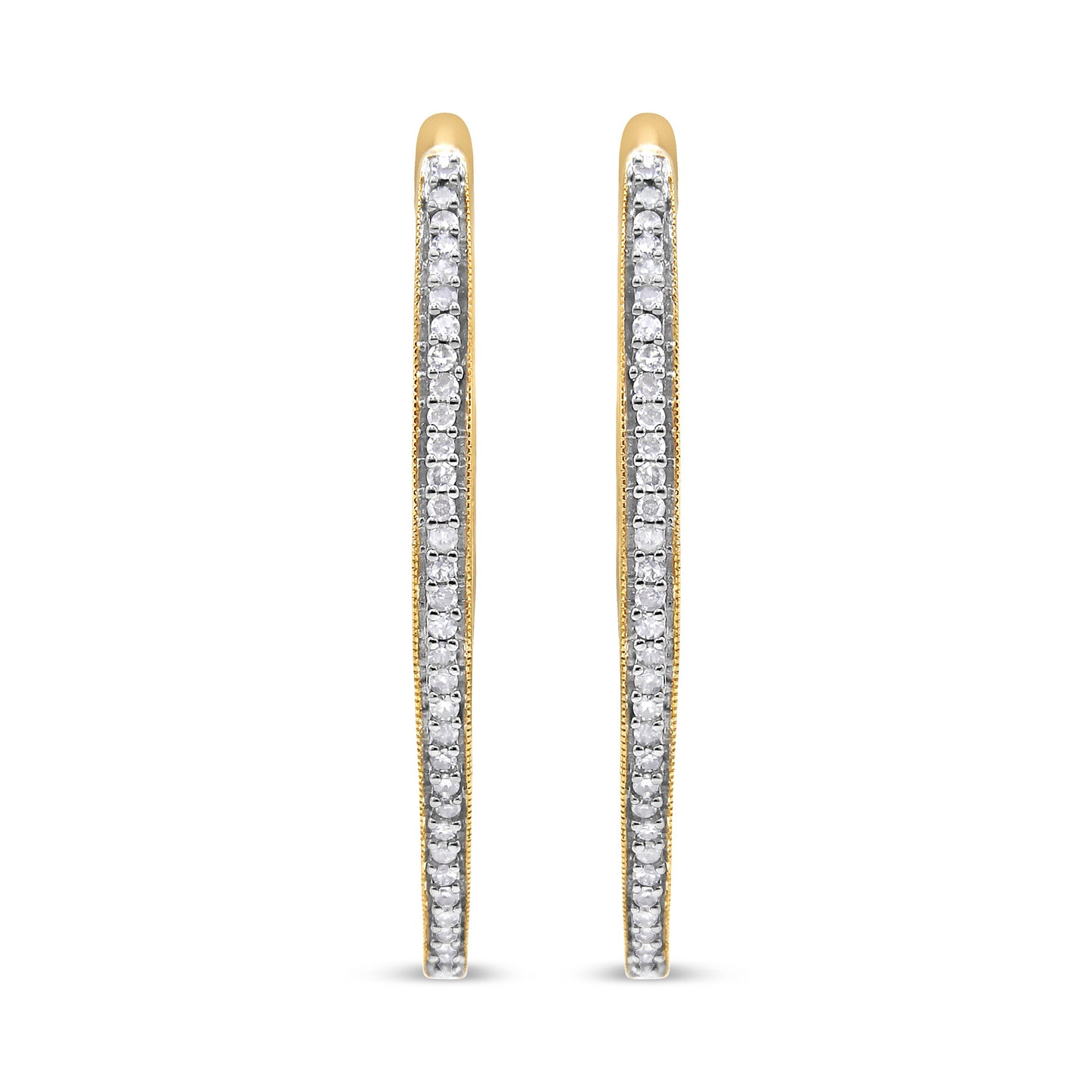 10k Yellow Gold Round Cut Diamond Earrings (1 cttw, I-J Color, I2-I3 Clarity)