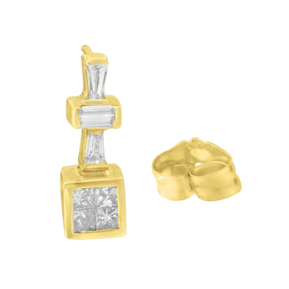 14K Yellow Gold 1 1/3 cttw Diamond Hoop Earrings (G-H, VS1-VS2)