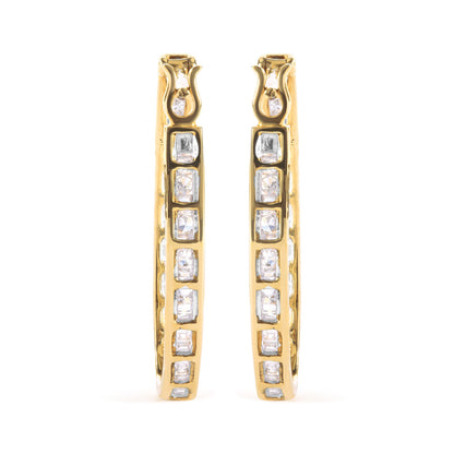 10K Yellow Gold 1.00 Cttw Round and Baguette-Cut Diamond U-Hoop Earrings (H-I Color, SI2-I1 Clarity)