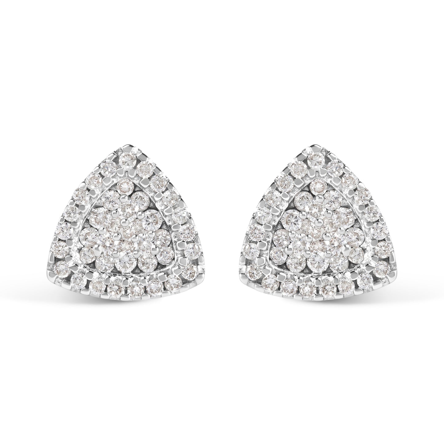 14K White Gold 1/2 cttw Trillion Shaped Diamond Stud Earrings (H-I Clarity, SI2-I1 Color)