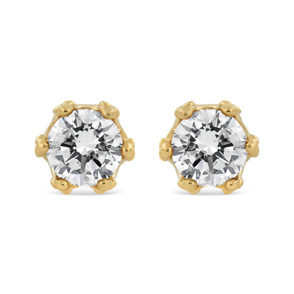 14K White Gold 1/2 Cttw Round Diamond Crown Stud Earring (I-J Color, I1-I2 Clarity)