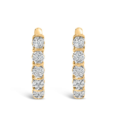 14k Yellow Gold 1/2 Cttw Diamond Cluster Hoop Earrings (H-I Color, SI2-I1 Clarity)