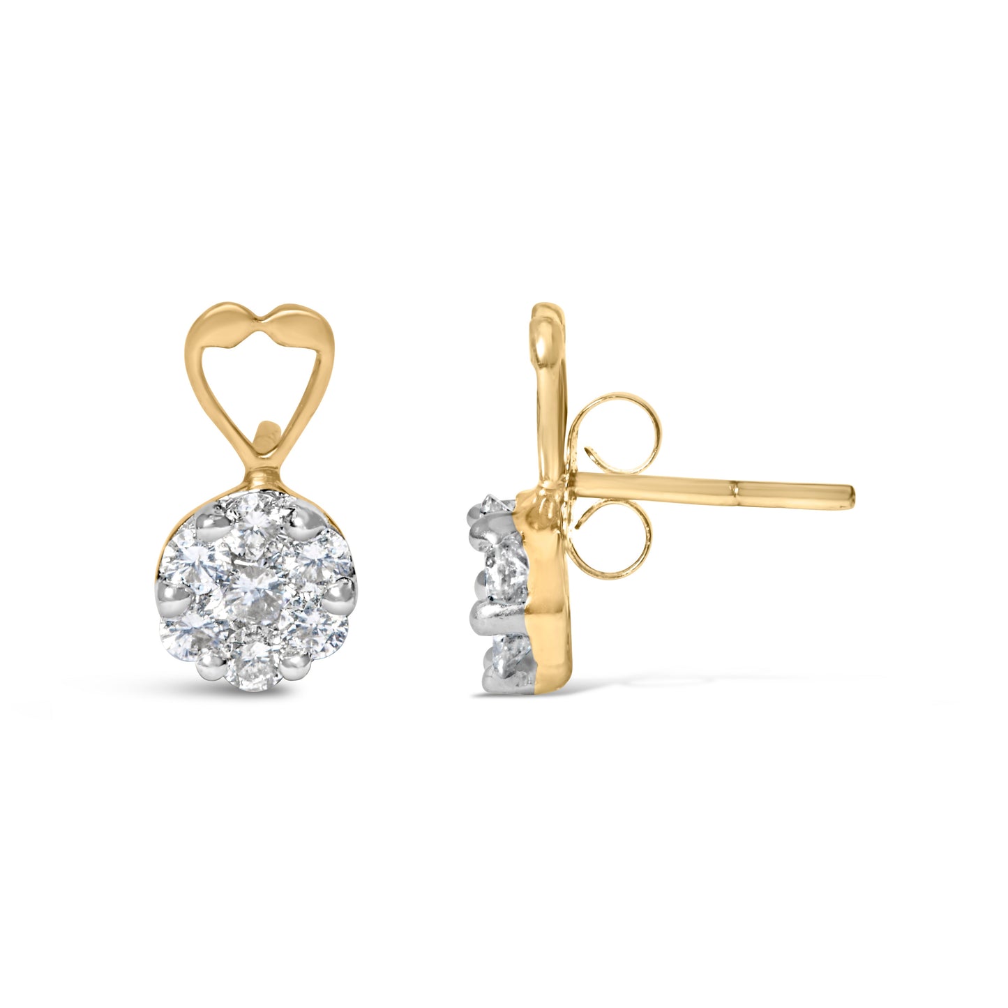 14K Yellow Gold 1ct. TDW Round-cut Diamond Earrings (I-J,SI2-I1)