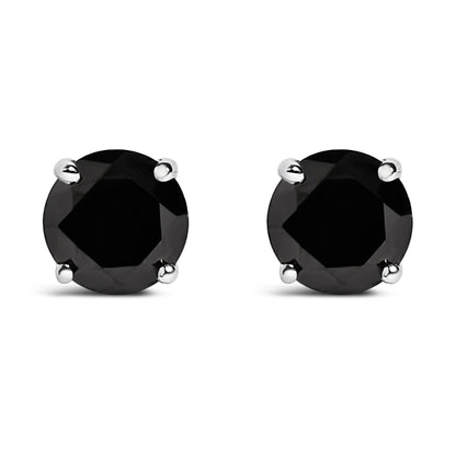 .925 Sterling Silver 1/2 Cttw Black Diamond Solitaire Stud Earrings