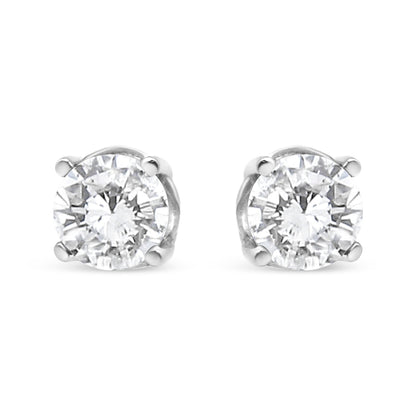 14K White Gold 3/4 Cttw Lab Grown Diamond 4-Prong Classic Stud Earrings (F-G Color, VS2-SI1 Clarity)