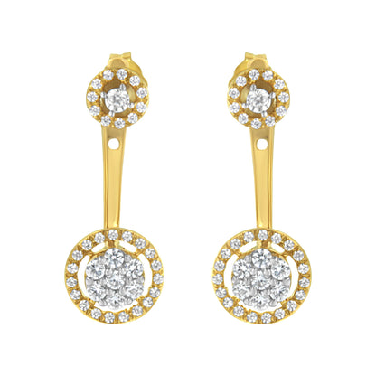 14K Yellow Gold Plated .925 Sterling Silver 5/8 Cttw Diamond Removable Stud and Dangle Earrings (I-J Color, I2-I3)