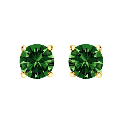 14K White Gold 1.0 Cttw Lab Grown Green Diamond Classic Solitaire Stud Earrings