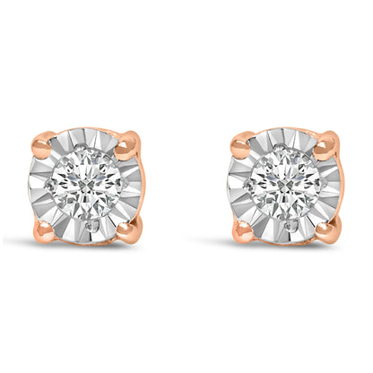 .925 Sterling Silver 1/10 Cttw Round Brilliant-Cut Lab Grown Diamond Miracle-Set Stud Earrings (F-G Color, VS1-VS2 Clarity)