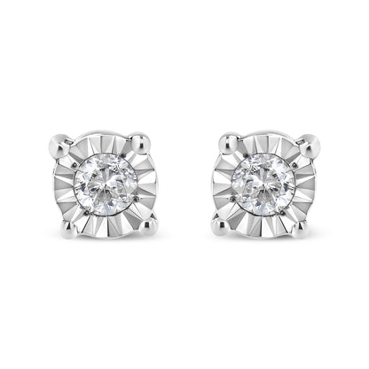 10K Yellow Gold Plated .925 Sterling Silver 1/10 Cttw Round Brilliant-Cut Diamond Miracle-Set Stud Earrings (J-K Color, I3 Clarity)