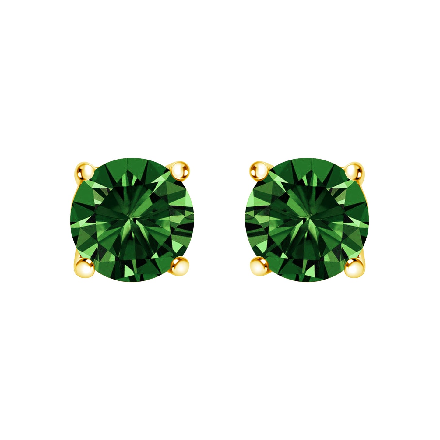 14K White Gold 1.0 Cttw Lab Grown Green Diamond Classic Solitaire Stud Earrings