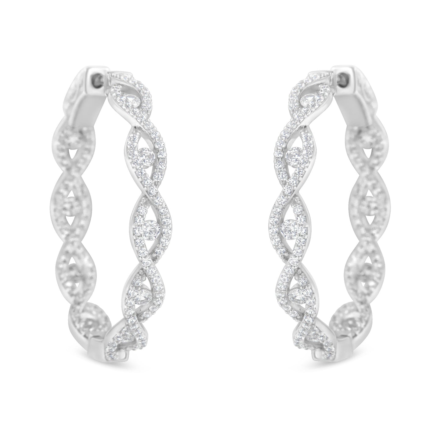 10K White Gold Diamond Hoop Earrings (1 1/2 cttw, H-I Color, I1-I2 Clarity)