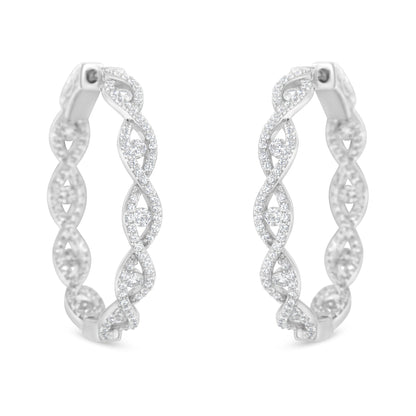 10K White Gold Diamond Hoop Earrings (1 1/2 cttw, H-I Color, I1-I2 Clarity)
