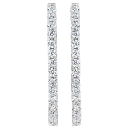 14K White Gold 2.0 Cttw Round Brilliant Cut Diamond Oblong Hinged Leverback Hoop Earrings (I-J Color, I1-I2 Clarity)