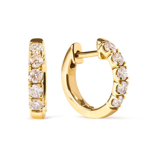 Créoles en or jaune 10K et diamants ronds 1/2 carat total