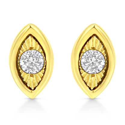 10K Yellow Gold Plated .925 Sterling Silver 1/10 Cttw Miracle-Set Diamond Circle Shape Stud Earrings (K-L Color, I2-I3 Clarity)