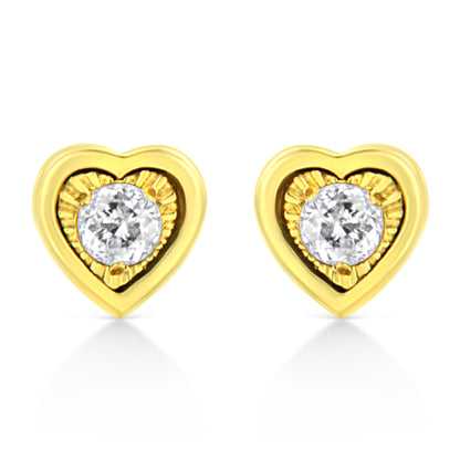 10K Yellow Gold Plated .925 Sterling Silver 1/10 Cttw Miracle-Set Diamond Circle Shape Stud Earrings (K-L Color, I2-I3 Clarity)