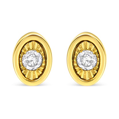 10K Yellow Gold Plated .925 Sterling Silver 1/10 Cttw Miracle-Set Diamond Circle Shape Stud Earrings (K-L Color, I2-I3 Clarity)