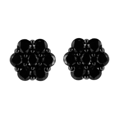 .925 Sterling Silver 1/4 Cttw Treated Yellow Diamond Floral Stud Earrings (Yellow Color, I1-I2 Clarity)