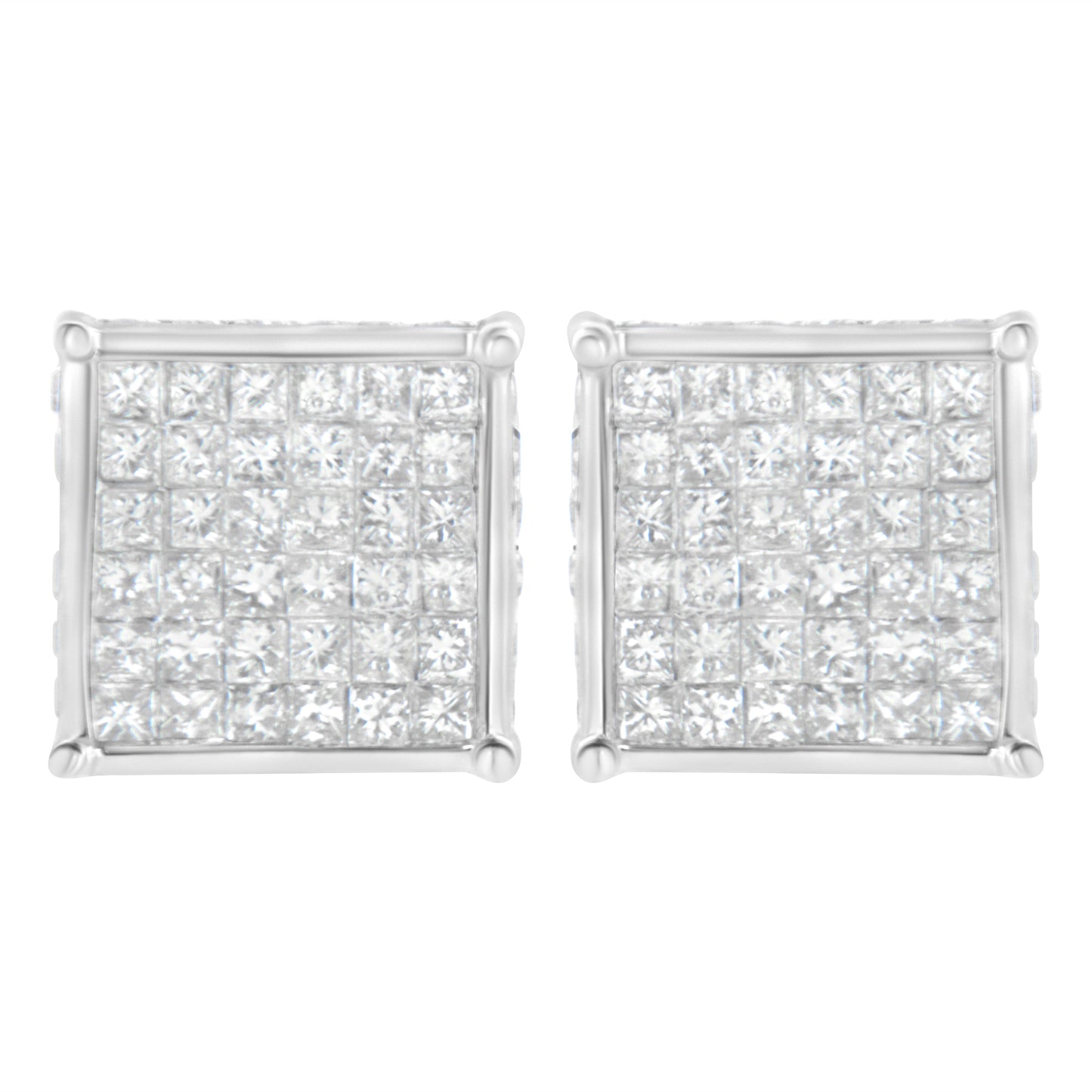 10K White Gold 2ct TDW Princess-Cut Composite Diamond Stud Earring (I-J ,I2-I3)