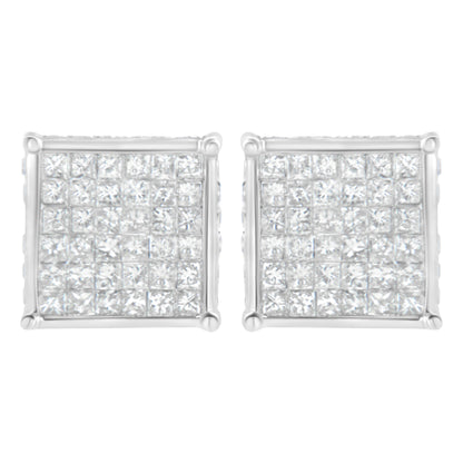 10K White Gold 2ct TDW Princess-Cut Composite Diamond Stud Earring (I-J ,I2-I3)