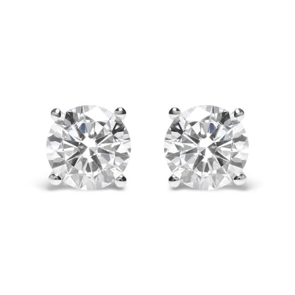 IGI Certified 14K White Gold 5.00 Cttw Round Brilliant-Cut Lab Grown Diamond Classic 4-Prong Stud Earrings with Screw Backs (F-G Color, SI1 Clarity)
