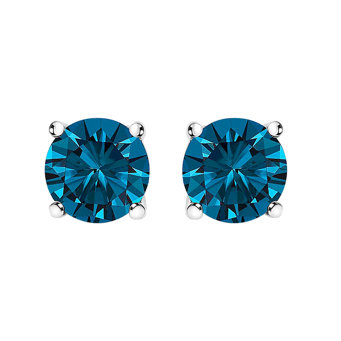 14K White Gold 1.00 Cttw Blue Lab Grown Diamond Stud Earrings with Screw Backs