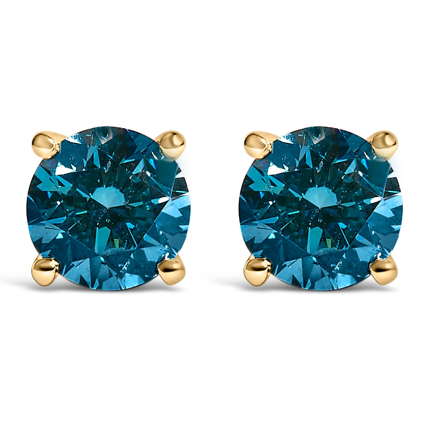 14K White Gold 1.00 Cttw Blue Lab Grown Diamond Stud Earrings with Screw Backs