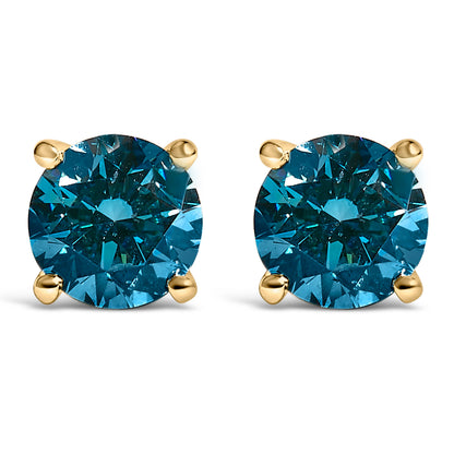 14K White Gold 1.00 Cttw Blue Lab Grown Diamond Stud Earrings with Screw Backs
