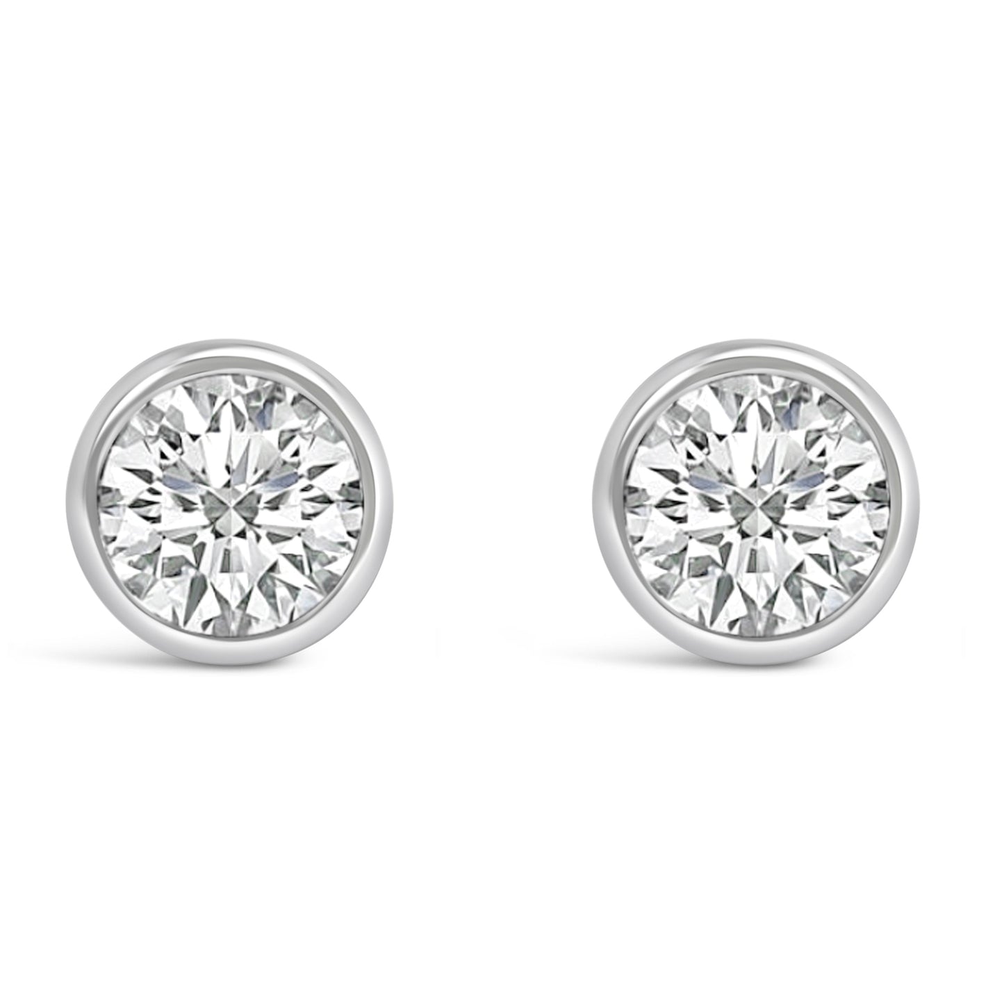 14K White Gold 1.0 Cttw Lab Grown Diamond Screw-Back Classic Bezel Solitaire Stud Earrings (G-H Color, VS2-SI1 Clarity)