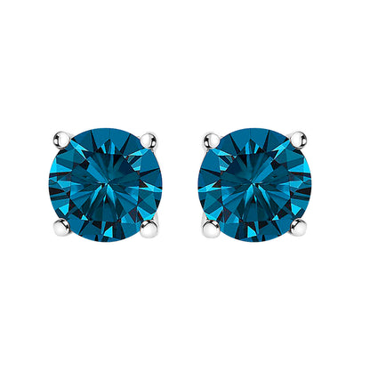 14K White Gold 1.00 Cttw Blue Lab Grown Diamond Stud Earrings with Screw Backs