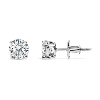 .925 Sterling Silver 1.0 Cttw Round Brilliant Cut Lab Grown Diamond 4-Prong Classic Solitaire Stud Earrings (F-G Color, VS2-SI1 Clarity)