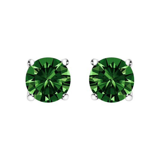 Puces d'oreilles solitaires classiques en or blanc 14 carats avec diamants verts de laboratoire de 1,0 carat