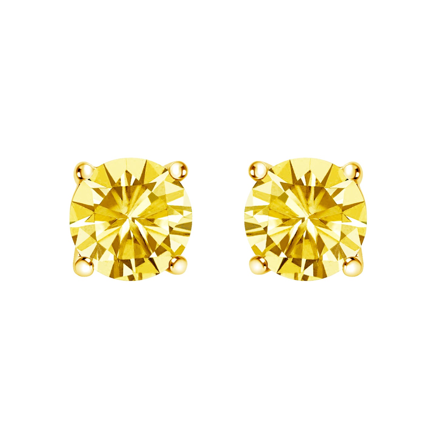14K White Gold 1.0 Cttw Lab Grown Yellow Diamond Solitaire Stud Earrings (Yellow Color, VS2-SI1 Clarity)