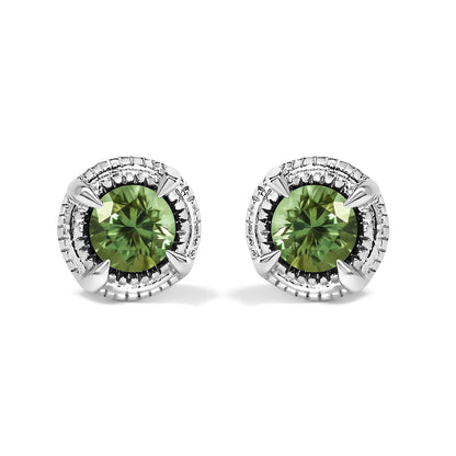 .925 Sterling Silver 1 cttw Treated Black Diamond Modern 4-Prong Solitaire Milgrain Stud Earrings (Black Color, I1-I2 Clarity)