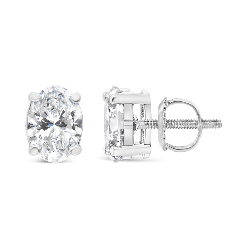 14K White Gold 1.00 Cttw Lab Grown Oval Solitaire Diamond Stud Earrings (F-G Color, VS2-SI1 Clarity)