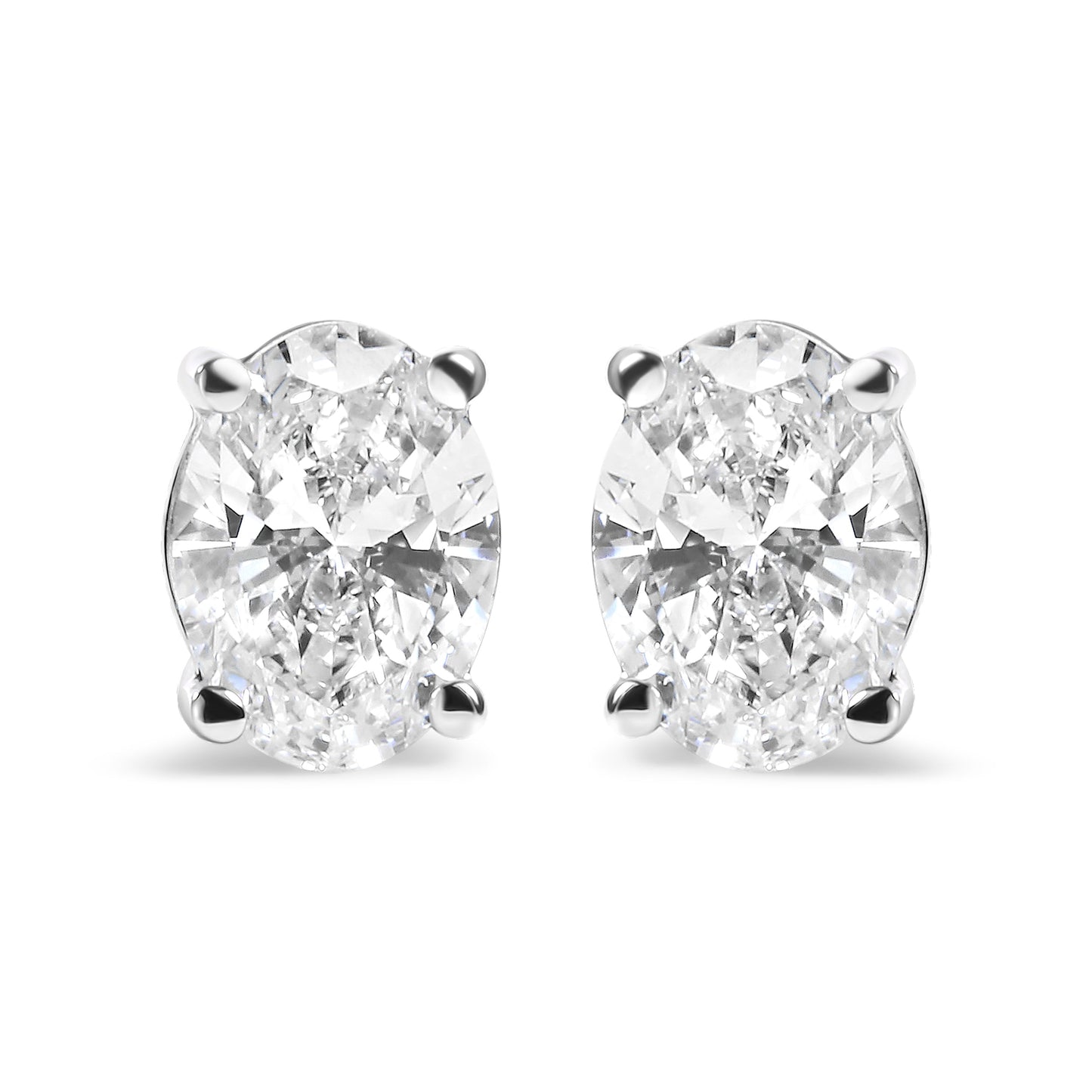 14K White Gold 3/4 Cttw Oval Shape Lab Grown Diamond Solitaire Stud Earrings (F-G Color, VS1-VS2 Clarity)