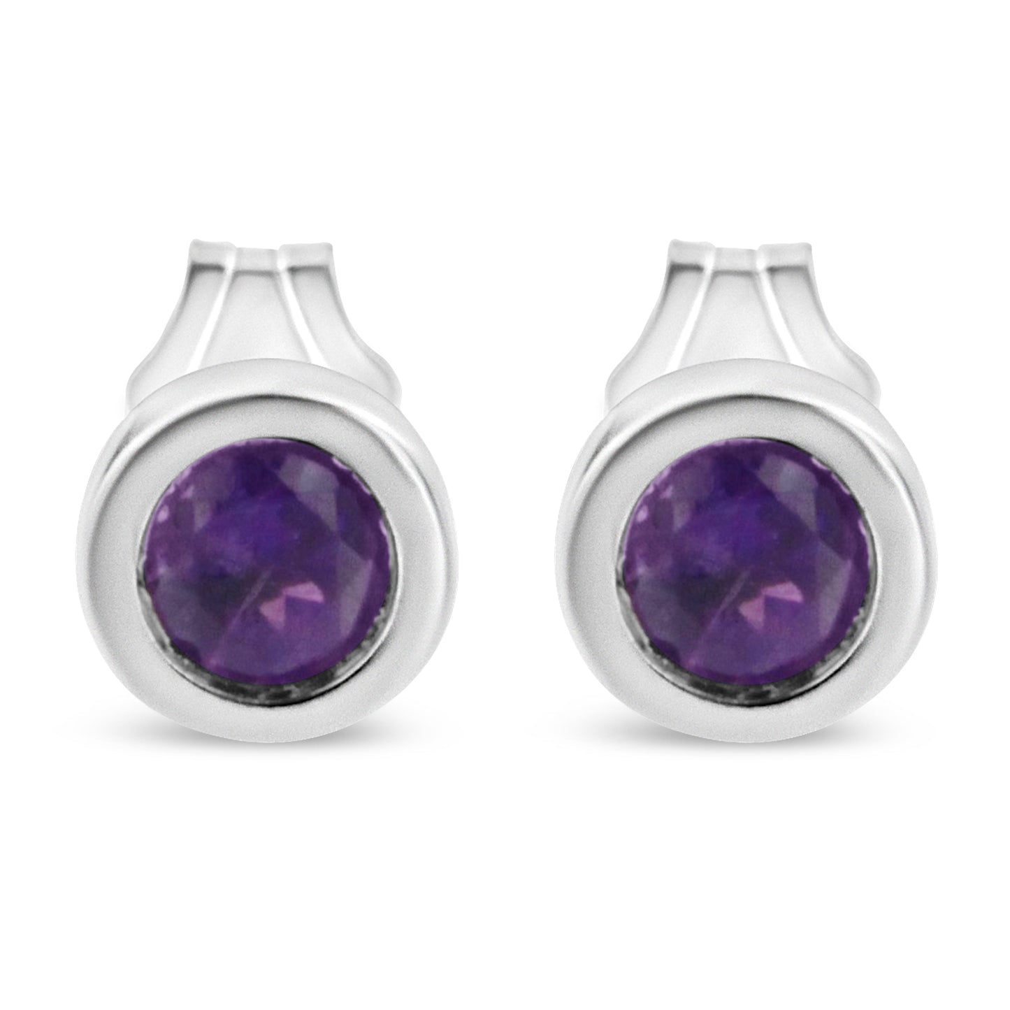 .925 Sterling Silver Bezel Set 3.5mm Created Red Ruby Gemstone Solitaire Stud Earrings