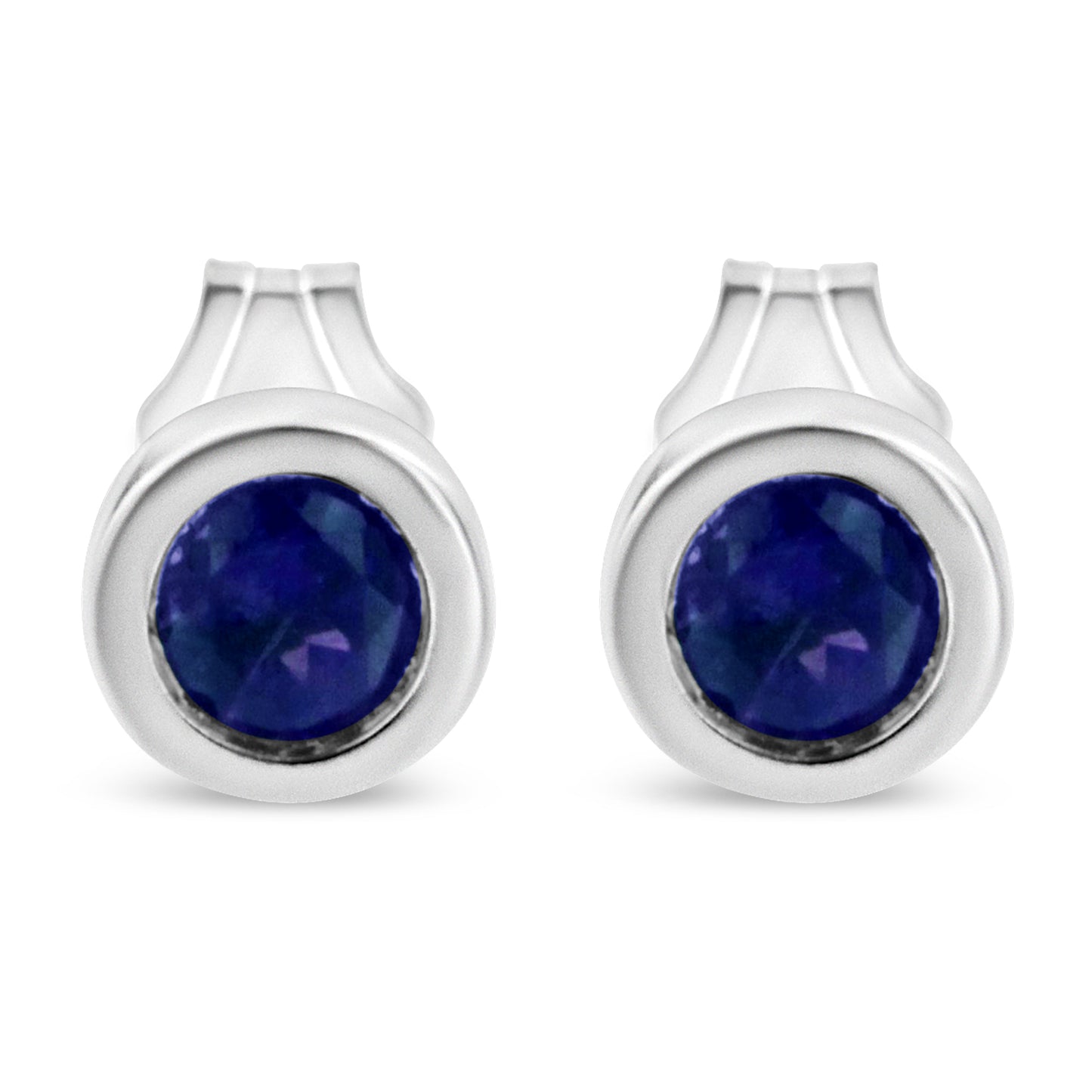 .925 Sterling Silver Bezel Set 3.5mm Created Red Ruby Gemstone Solitaire Stud Earrings