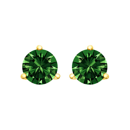 14K White Gold 1.0 Cttw 3-Prong Martini Set Lab Grown Green Diamond Solitaire Stud Earrings