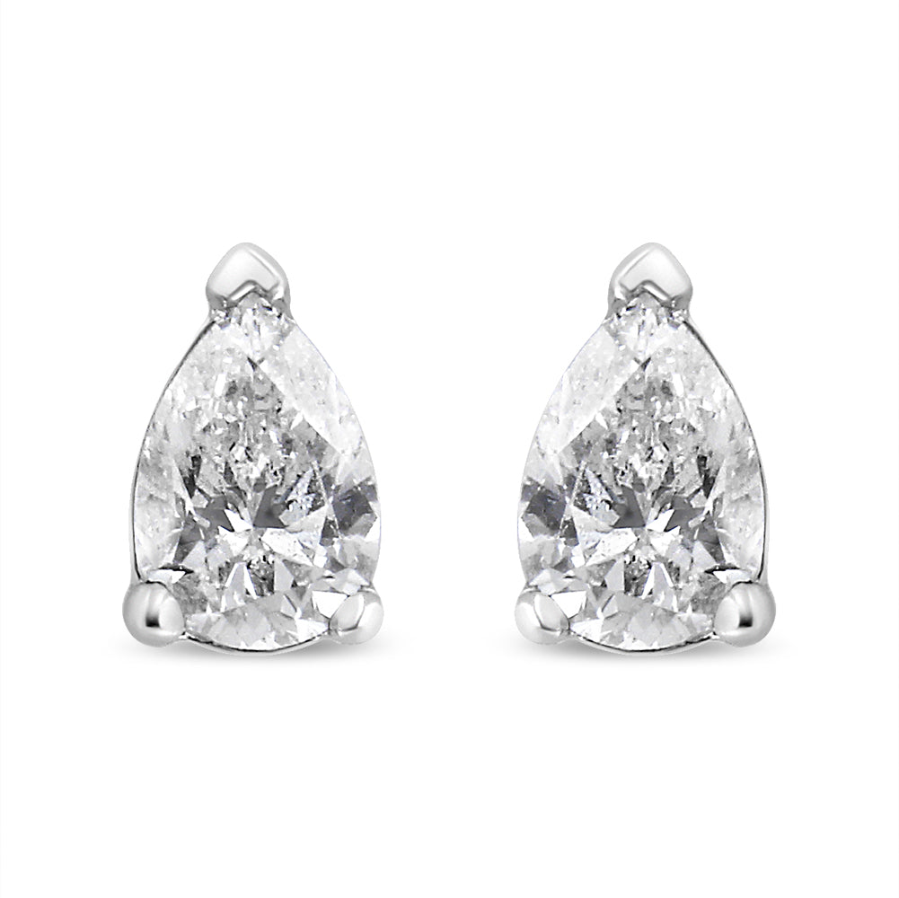 14K White Gold 1/2 Cttw Pear Shape Solitaire Lab Grown Diamond Stud Earrings (F-G Color, VS2-SI1 Clarity)