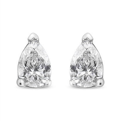 14K White Gold 1/2 Cttw Pear Shape Solitaire Lab Grown Diamond Stud Earrings (F-G Color, VS2-SI1 Clarity)