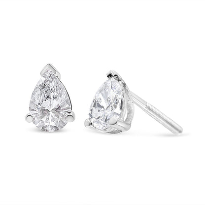 14K White Gold 1/2 Cttw Pear Shape Solitaire Lab Grown Diamond Stud Earrings (F-G Color, VS2-SI1 Clarity)