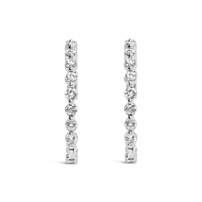 14K White Gold 5.00 Cttw Lab Grown Diamond Inside-Out Hoop Earring