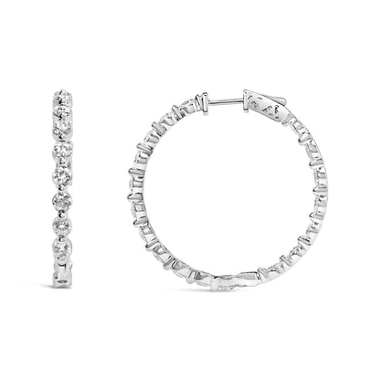 14K White Gold 5.00 Cttw Lab Grown Diamond Inside-Out Hoop Earring